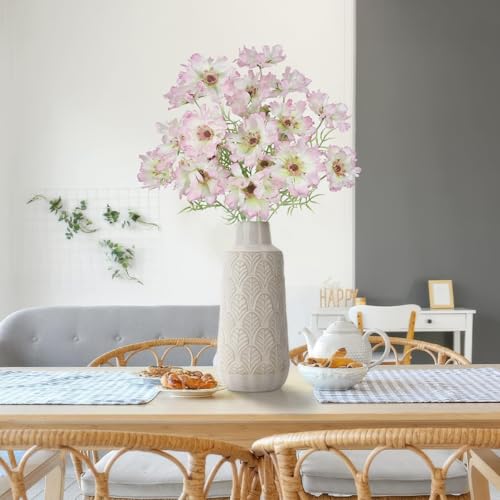 CISDUEO 4 Pcs Artificial Wildflowers Bulk Spring Decor Pink Silk Wild Flowers Fake Cosmos with Long Stems 24" Faux Flowers Arrangements for Wedding Bouquet Table Centerpiece Planter Outdoor Cemetery - color: Pink-2
