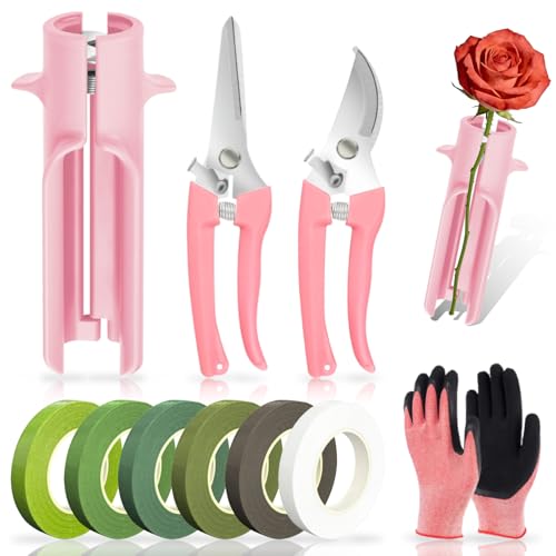 Rose Thorn Stripper Tool Set, Flower Thorn Remover, Rose dethorner Tool, for Home Wedding Florist（Pink 10 Pcs）