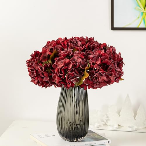 TOPIA Silk Fall Artificial Silk Dried Hydrangea Flowers Artificial Fall Flowers Bouquet Dried Flowers Autumn Decorations for Office and Home (6 PCS) (Mulberry) - color: Mulberry