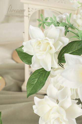 Floroom Artificial Gardenia Flowers 2.7" 25pcs Real Looking Ivory Foam Fake Flowers with Stems for DIY Wedding Bouquets Bridal Shower Centerpieces Floral Arrangements Party Tables Home Decorations - color: Ivory