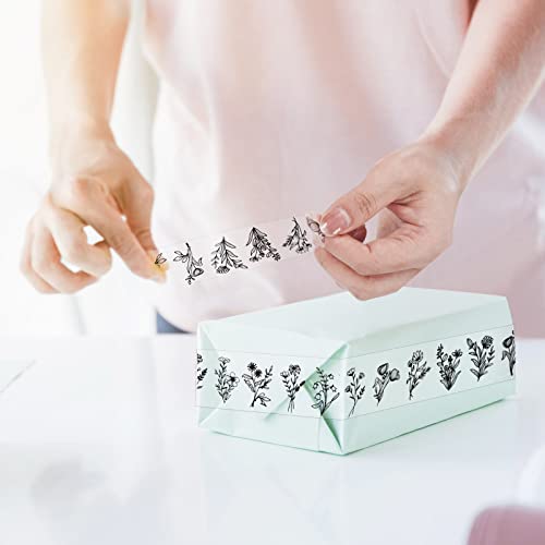 Whaline 100 Yards Floral Packing Tape Flower Pattern Clear Duct Tape Waterproof Packing Shipping Tapes Sticky Transparent Gift Wrapping Tapes for Home School Office Packing Repairing Art Crafts - style: Flower