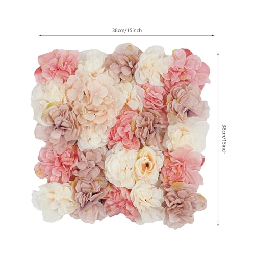 12Pcs Artificial Flower Wall Panel 3D Floral Backdrop Walls15 X 15" Flower Wall Decor Panel Flower Backdrop for Party Home Background Decor-Champagne, White, Pink - color: Champagne, White, Pink