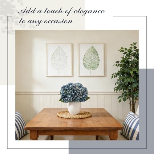 8PCS Lifelike Artificial Silk Hydrangea Flowers, Fake Hydrangea Flowers Bouquet with Stems, Full Faux Hydrangea for Home Decor Wedding Table Party Office Decor(Dusty Blue) - color: Small-dusty Blue