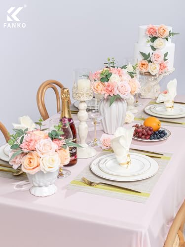 FANKO Artificial Flowers for DIY, Cream Peach Blush Pink Faux Flowers Bouquet, Fake Rose Silk Flowers for Vase, Home Decor, Garland, Wedding, Birthday, Party, Romantic Celebration - color: Pink Yellow Gream