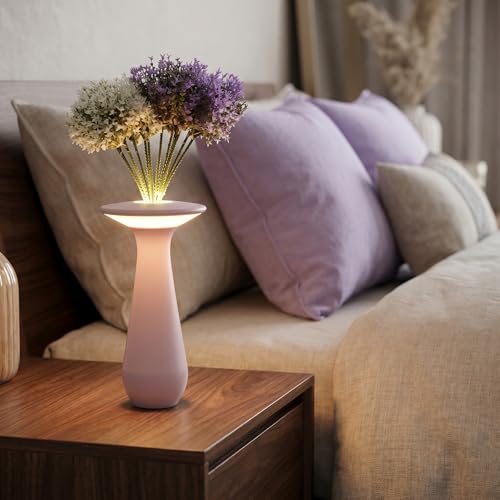 Rechargeable Vase Lamp, Cordless Flower Table Lamp | Portable LED Small Night Light, For Restaurant & Dining Room, For Bedroom Office, Unique Birthday Gifts for Women - color: Pink