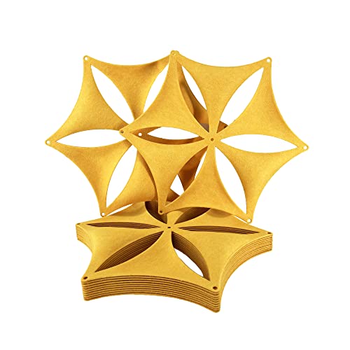 12 Pcs 3D Flower Venus Hanging Room Divider Panel, 14"x12" Screen Panels High Density Polyester Fiber Board Cut Room Partition Home Decoration (Gold) - color: Gold