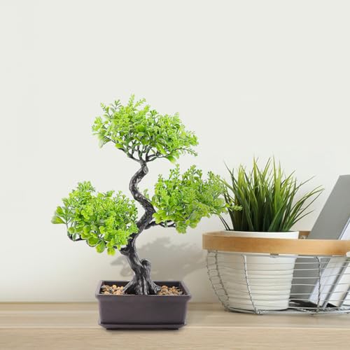 Artificial Bonsai Tree，Fake Plants Lifelike Plastic Bonsai Plant Simulation Green Plants for Home and Office Decor（Green） - color: Color 2