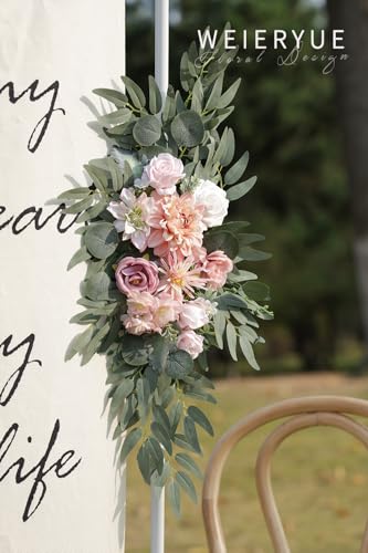 Artificial Wedding Arch Flowers Kit(Pack of 2) for Wedding Arch, Bridal Shower, Ceremony and Reception Backdrop Decoration (Romantic Pink) - color: Romantic Pink