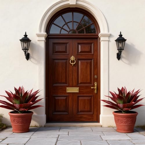 Ivydale Outdoor Faux Plants, 2 PCS 28" Artificial Agave Plant for Outdoors Outside Decoration, Large Fake Plants Realistic Greenery UV Resistant for Planter Porch Patio Yard Garden Indoor(Red) - color: Red, size: 28 Inches