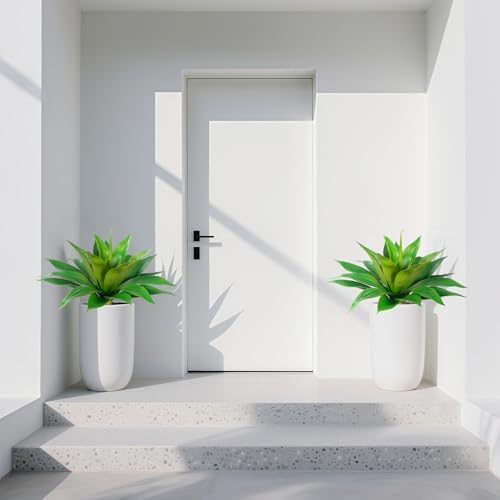 Artificial Flowers for Outdoors Artificial Agave Fake Plants Faux Agave Artificial Plants Outdoor Fake Flowers Outdoor Faux Plants Indoor Uv Resistant Artificial Plants 28''(Green 2pcs) - color: 28''green