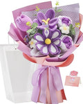 Alecono Crochet Flower Bouquet, Purple Knitted Flowers, Crochet Tulip Galsang Flower for Lover Anniversary Birthday Party Mother's Day Graduation Gifts (Include Card) - color: Purple, size: Large