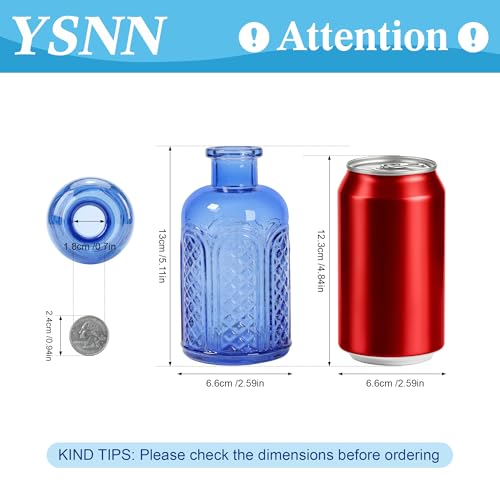 30Pcs Blue Glass Bud Vases, Wedding Table Decor, Bulk Housewarming Gift | Blue bud vases in bulk, Rustic embossed, Vintage-styled glass vases for centerpieces,15 unique vintage styles(2 per design) - color: Blue Series