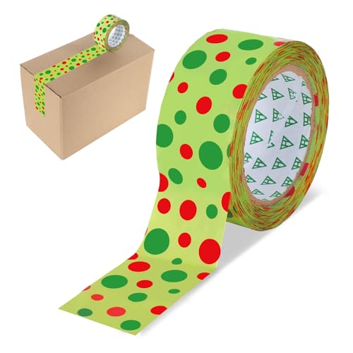 Whaline Christmas Packing Tape 100 Yard Sticky Green Red Dot Gift Wrapping Tape for DIY Crafts Small Business Sealing Boxes Mail Boxes Supplies - style: Christmas
