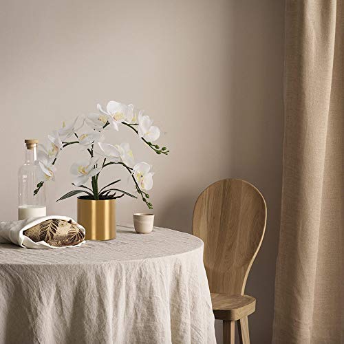 LESING Potted Artificial Orchid Flowers,Real Touch White Fake Artificial Orchid Flower in Gold Vase Arrangement for Table Living Room Decoration (White,Gold Vase) - color: White,gold Vase