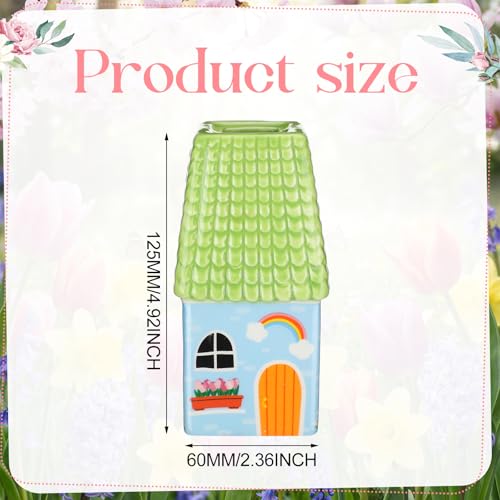 Remerry Ceramic House Shape Vase 2.4 x 3.8 Inch Mini Handmade Vase Decorative Small Flower Container for Living Room Bedroom Farmhouse Home Table Decor Cute Birthday Gift(Green) - color: Green