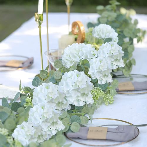 AVIVIHO 60pcs Hydrangea Artificial Flowers Bulk Ivory Full Fake Hydrangea Silk Flowers with Stems Ivory White Fake Flowers Heads for Wedding Party Home Centerpieces Arch Festival Decoration - color: Ivory, size: 60PCS