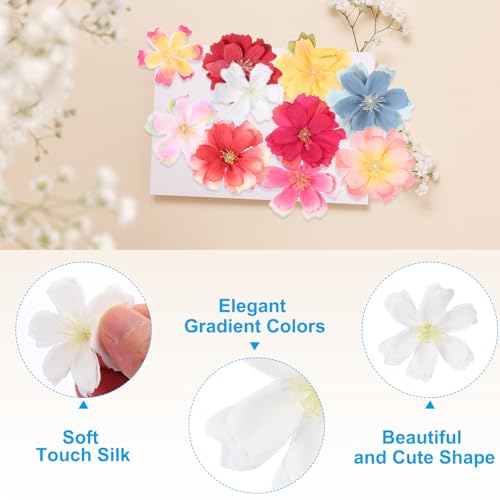 PATIKIL 100 Pcs Fake Silk Flower Heads, 1.6 Inch Artificial Cherry Blossom Faux Flower Heads for DIY Craft Wedding Party Home Wreath Decoration, White - color: White