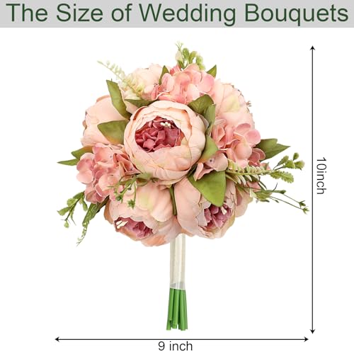Vintage Pink Bridesmaid Bouquet for Wedding, an Artificial Silk Peonies Flowers Bouquet for Marriage Decorations - color: Vintage Pink