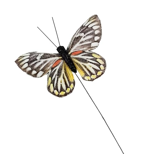Cartanfill- Artificial Feather Simulation Butterfly Party Decoration Set, a Set of 12 Pieces with Clips, Used for Home Decoration in 12 Colors.… (D Wire) - color: D Wire