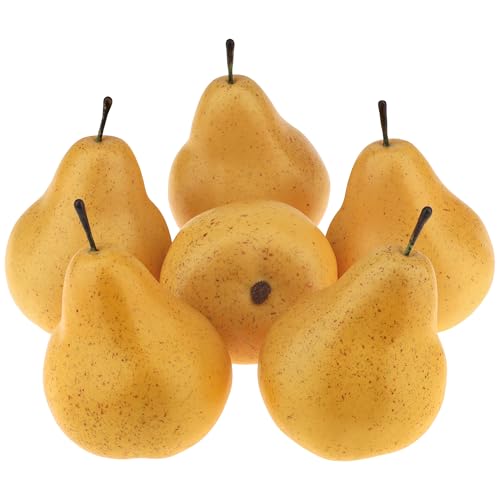 Gresorth 6pcs High Grade Fake Yellow Pear Decoration Artificial Realistic Fruit Simulation for Home Party Holiday Christmas Display - color: E