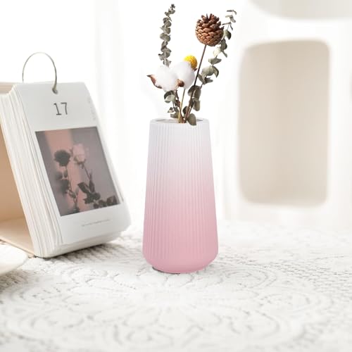 Gradient Pink Ceramic Vase, GUKJOB Cute Flower Vase for Pampas Grass, Home, Living Room, Dining Table, Farmhouse, Office Decor, Bedroom, Table, and Kitchen Shelf (XL Gradient Pink) - color: XL Gradient Pink