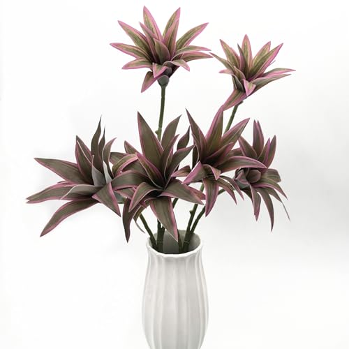 Artificial Plants, Fake Dracaena Plant Indoor Outdoor Bonsai Decor Faux Greenery 3D Leaves Stems for Home Garden Office Porch Patio Verandah Kitchen Office Vase Wedding Party Decorations Purple 2 Pack - color: Dracaena - Purple 2 Pcs
