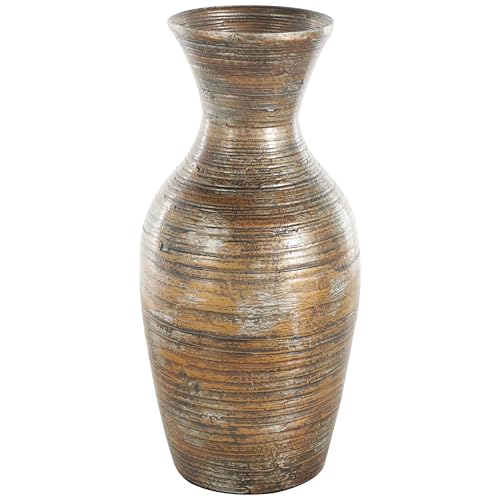 Deco 79 Bamboo Wood Decorative Vase Antique Inspired Pot Centerpiece Vase, Vase for Home Decoration 8" x 8" x 18", Brown - color: Brown, size: 8" x 8" x 18"