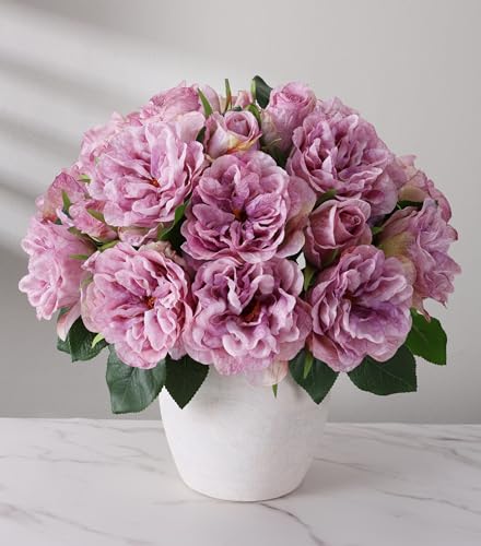 florisso Purple Rose Artificial Flowers - 13 Branches Silk Roses for Home Decoration, Wedding Floral & Party Decor (Faux Rose Flowers) - color: Rose-purple