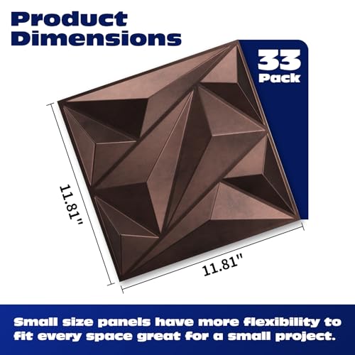 Art3dwallpanels Antique Copper 33 Pack 3D Wall Panels for Interior Decor, PVC Textured Wall Panels 12''x12'' Cover 32.Sq.Ft.Antique Copper - color: Antique Copper, size: 33 Pack