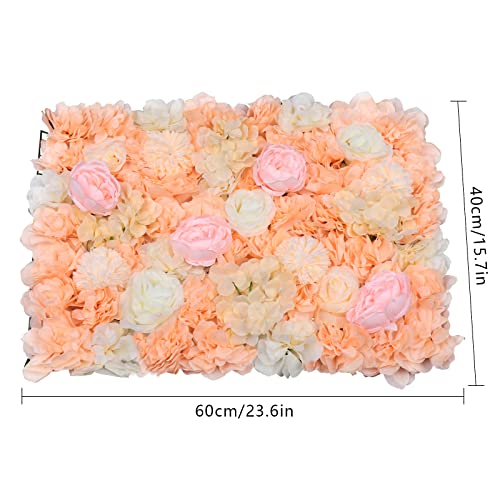 Flower Wall Panel Set, 6 Pcs Artificial Chrysanthemum Ball Dahlia Rose Peony Flowers Wall Mat Floral Backdrop Silk Flower Wall Screen for Wedding Party Wall Decoration 24*16In (Dark Champagne)… - color: 6 Pcs Dark Champagne