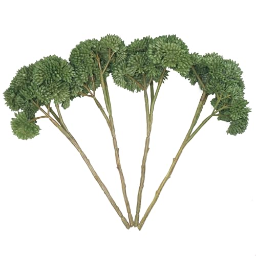 4PCS Artificial Succulent Flower, Plastic Plants Green Artificial Plants for Home Garden, Party, Bedroom Office Decorations, Wedding Decorations(Dark Green) - color: Dark Green, size: 4PCS
