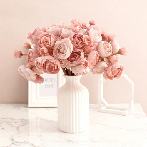 24 Stems Artificial Ranunculus Flowers - 96 Bloom Faux Silk Ranunculus Bouquet for Wedding Decorations, Home Décor, Holiday Arrangements & Large Event Centerpieces (Mixed Light Pink) - color: Mixed Light Pink