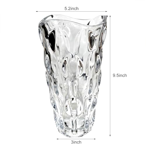 9.5" High Thickened Clear Glass Flower Vase for Home Decor, Dining Wedding Table Office Holiday Party Centerpiece Decoration - color: Clear-waterdrop Style