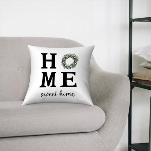 Fokongna Sweet Home Floral Pillowcase 18 x 18 Inches, Cottagecore Wildflower Botanical Decorative Lumbar Pillow Covers, for Home Sofa Couch Porch Patio Bedroom Pillowcase - color: Home Pillow