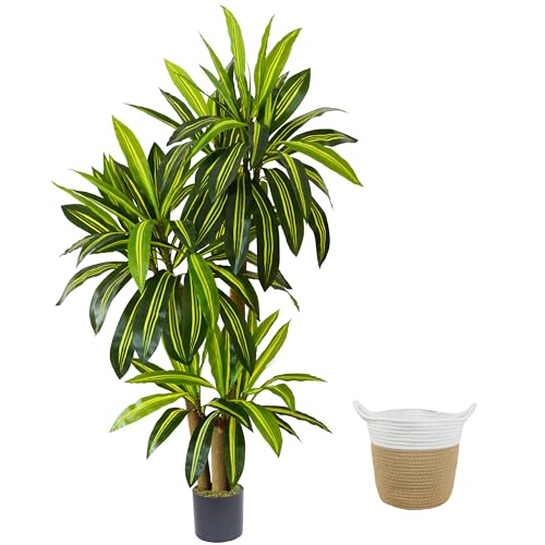 Warmplants Artificial Dracaena Tree, 6ft Tall Fake Dracaena Plant with Basket, Indoor Outdoor Faux Topiary Yucca Trees for Office Home Living Room Porch Patio Décor - color: Dracaena, size: 6ft