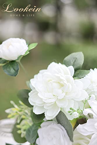 Lookein Artificial Flowers for DIY Wedding Decoration Bridal Bouquet Table Centerpieces Flower Garland Wreaths Aisle Arch Flower Decoration Home Decor, Vibrant Ivory - color: Vibrant Ivory