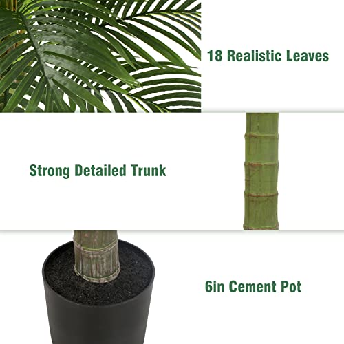 FLOWORLD Palm Tree Artificial Tropical Plant 5FT Tall Faux Plants Indoor Fake Floor Plants Decorative Palm Tree Large Office Plant Artificial Palm Trees for Home House Decor - size: 5ft
