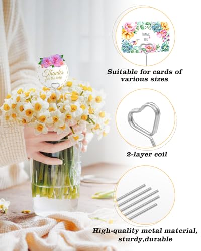 30Pcs Floral Card Holder Picks - Wire Place Card for Wedding - Metal Photo Picture Clip - Table Name Number, Memo Note for Flower Arrangement, Baby Shower, Party Decorations - color: Silver, size: Heart