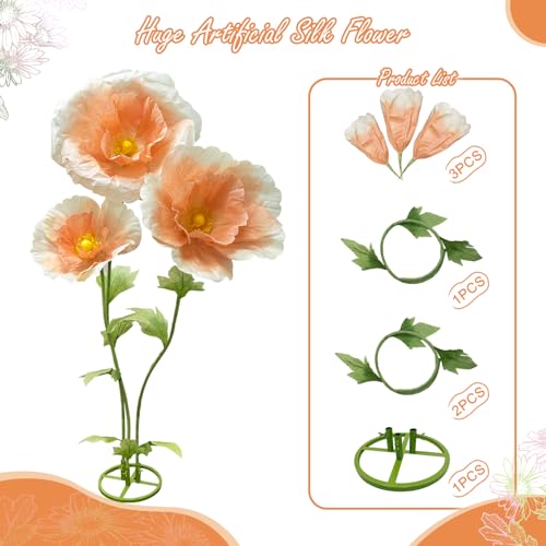 Giant Artificial Flowers Big Flower, Large Wedding Reception Decorations with Standing Base Ideal Birthday Party Home Event Banquet Background Bridal Shower Mall Decor Shop Window Display, Champagne - color: Champagne