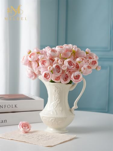 32Pcs Ranunculus Artificial Flower, Faux Silk Mini Pink Ranunculus Flowers for DIY Bouquet, Bulk Fake Peony Wedding Filler Flowers for Centerpieces Arrangements Bridal Shower Decorations - color: Pink