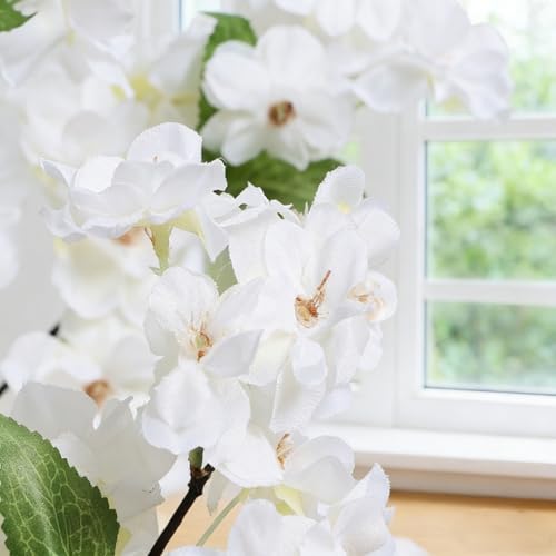 Faux Cherry Blossom Tree Artificial White Flowering Trees Fake Cherry Blossom Decorative Tree 6FT Indoor for Christmas New Year Home Decor - color: White-ap30