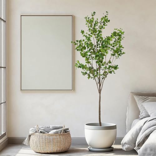 7.55ft Ficus Artificial Trees, Lifelike Faux Tree, Green Lush Fake Ficus Tree Artificial Plants for Office Home Living Room Indoor Outdoor Modern Decor, Perfect Housewarming Gift - color: Green-ap10
