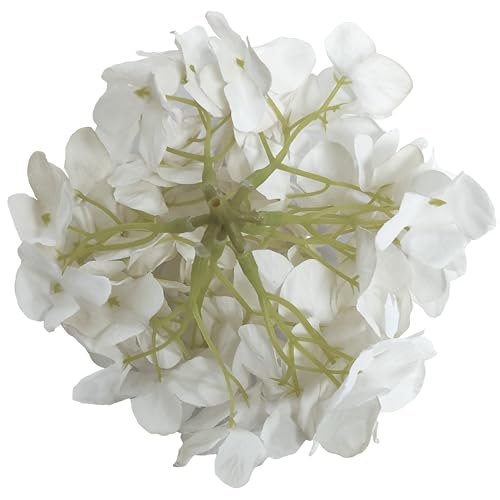 7.1''White Hydrangea Artificial Flowers,10Pcs Artificial Silk Hydrangea Heads,81 Petals Faux Hydrangea Flowers Heads with Stems for Home Wedding Baby Shower Decor(White) - color: White