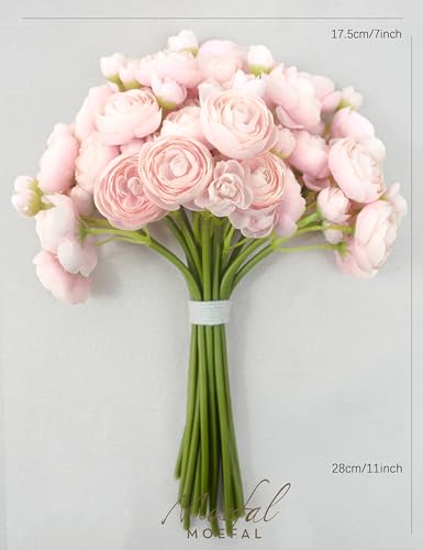 Ranunculus Artificial Flowers 18pcs, Faux Silk Mini Ranunculus Bulk Fake Wedding Filler Flowers for DIY Bouquets Centerpieces Bridal Shower Decorations Arrangements, Blush Pink - color: Blush Pink