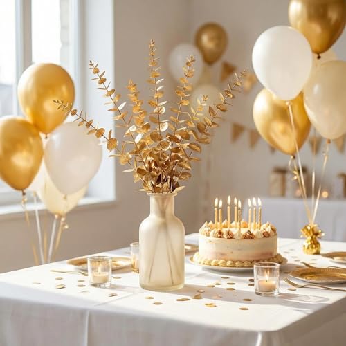 40 Pcs Decor Fake Eucalyptus Leaves for Christmas Decor Gold Leaf Artificiales para Table Wedding Home Room Office Decoracion (20inch) - color: Gold-c