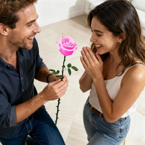 Pink Single Forever Roses Luxury Gift for Women/Men, Fresh Flowers Bouquet for Girlfriend, Wife, Mom, Anniversary, Valentine's Day, Wedding, Graduation, Christmas, Birthday, Unique Presents for Her - color: Pink