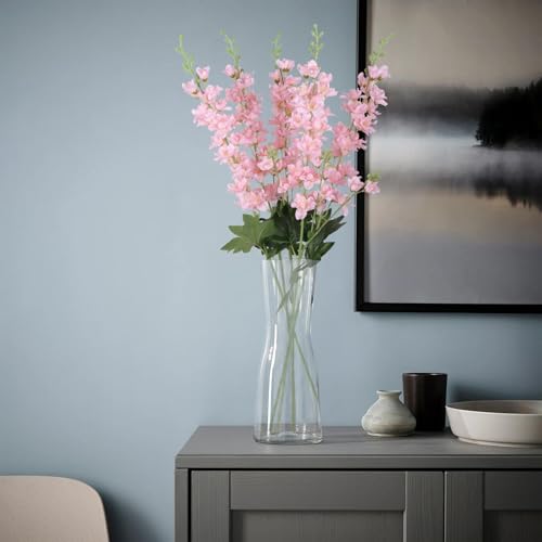 8PCS Delphinium Artificial Flowers 33.5'' Larkspur Silk Flowers Tall Pink Long Stem Artificial Flowers for Wedding Table Centerpieces Home Garden Decor(Light Pink) - color: Light Pink