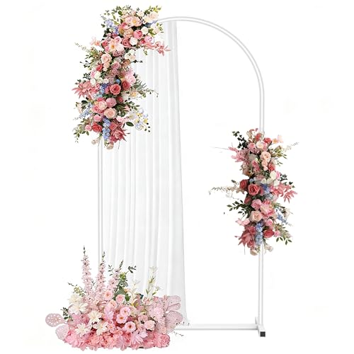 6.6FT Wedding Arch Backdrop Stand, White Metal Arch Stand for Wedding Ceremony, Birthday Party, Baby Shower, Graduation, Floral Balloon Decoration - color: White, size: 6.6FT