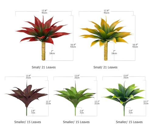 Ttranewsoo Artificial Agave Plants,Large UV Resistant Fake Agave Planters for Indoor and Outdoor Decorating Tropical Plant Succulents Greenery Indoor Decor (2Pack,18" Yellow) - color: Yellow Green