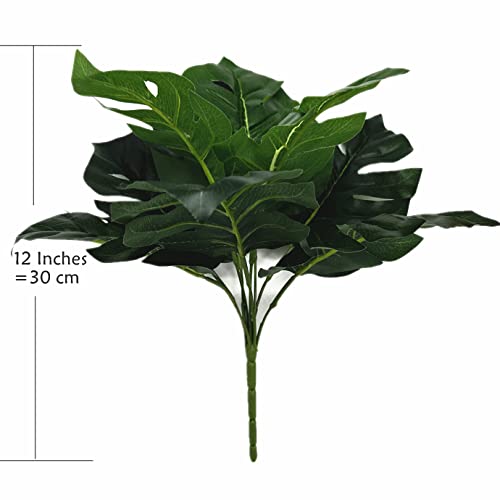 PASYOU Fake Tropical Monstera Plants Decoration Artificial Shrubs 4 Pack, Faux Turtle Palm Leaves Bushes Plant for Outdoor Indoor Greenery Garden Party Wedding Office DIY Floral Arrangement Décor - color: Monstera Shrubs - 4 Pack